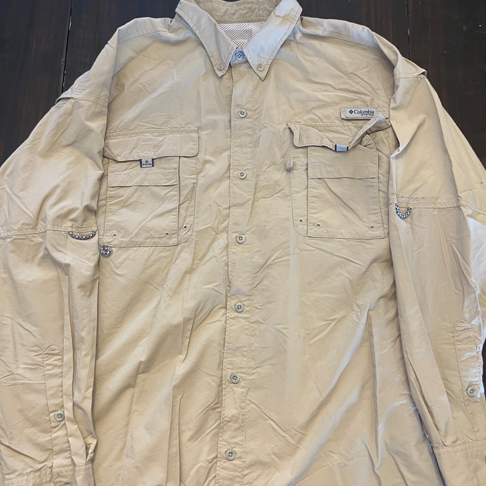 Columbia Beige Long-Sleeve Shirt